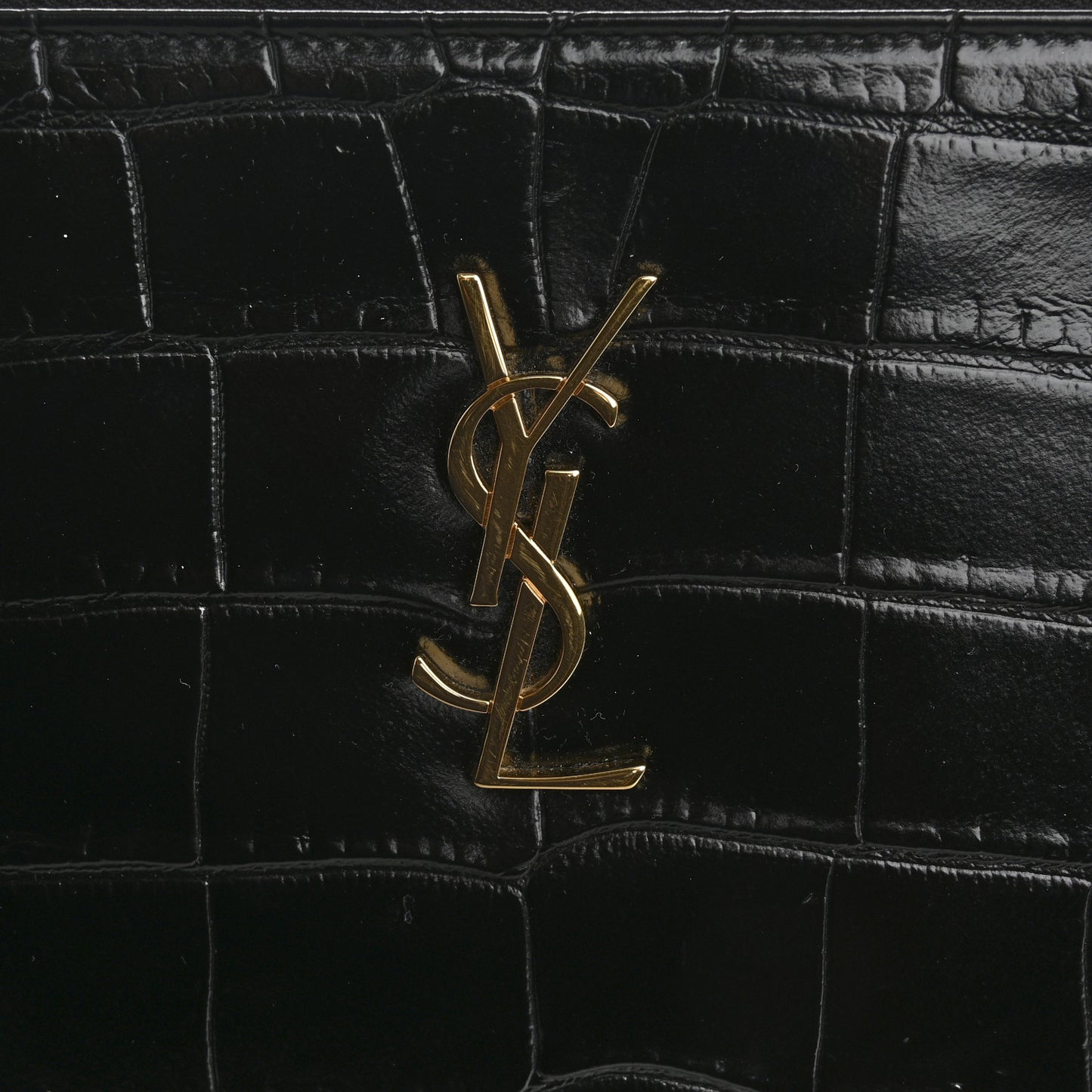Calfskin Crocodile Embossed Tablet Pouch Black