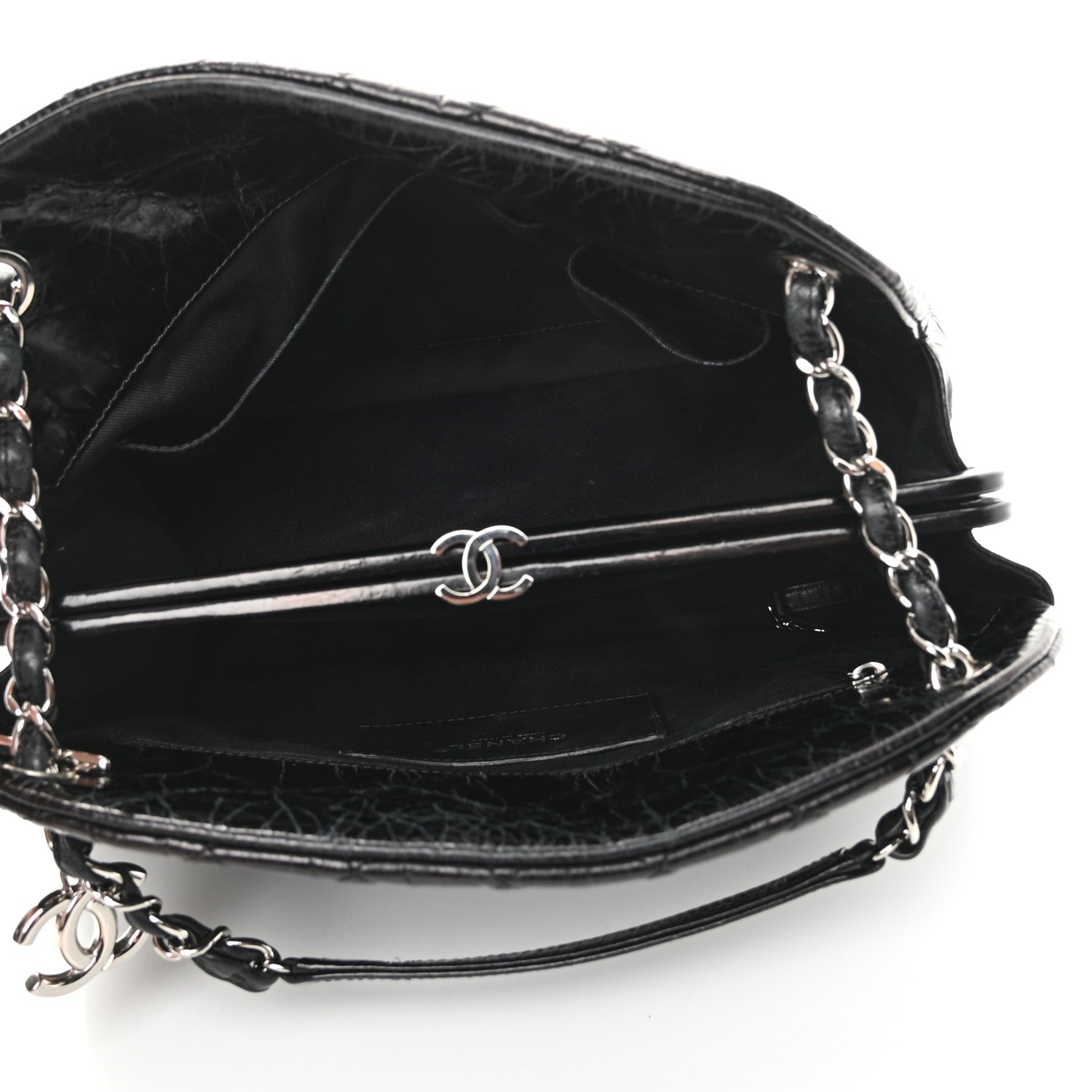 Chanel Glazed Calfskin Quilted Large Just Mademoiselle Bowling Bag Black 5 of 19