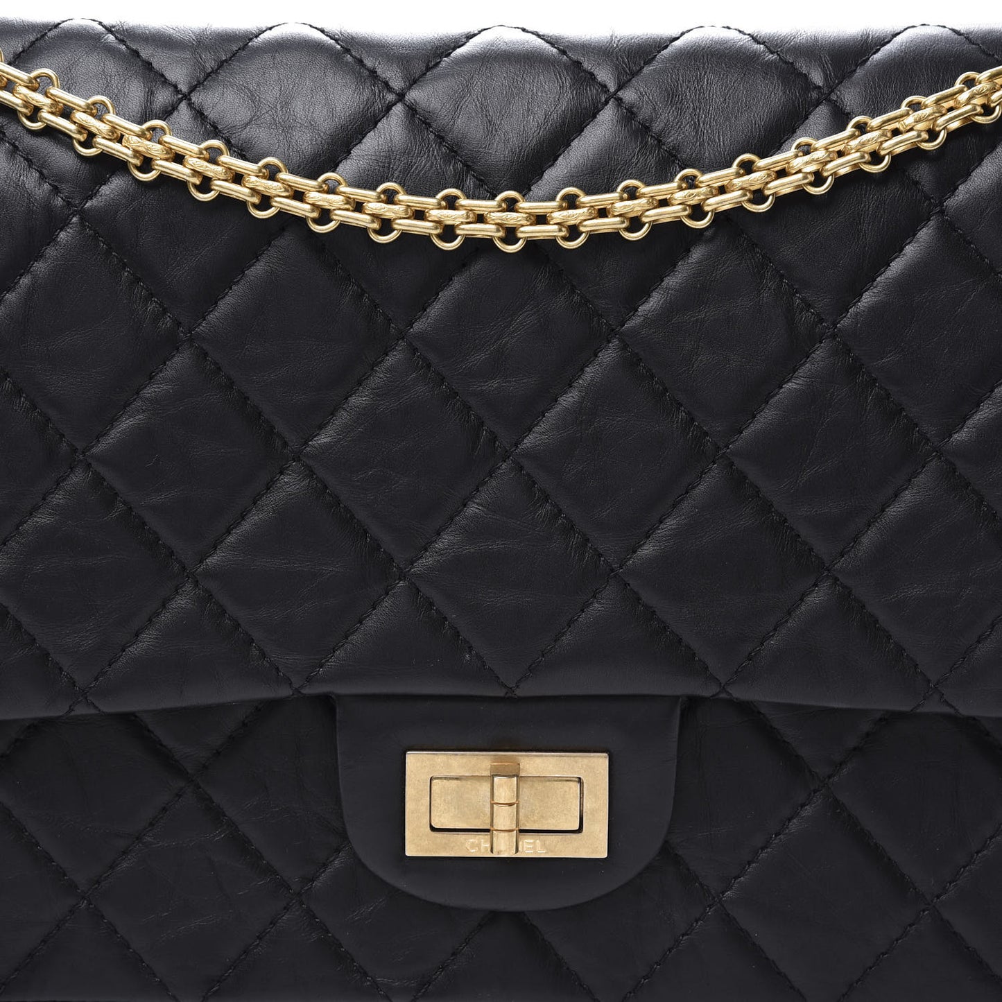 Aged Calfskin Quilted 2.55 Reissue 227 Flap Black
