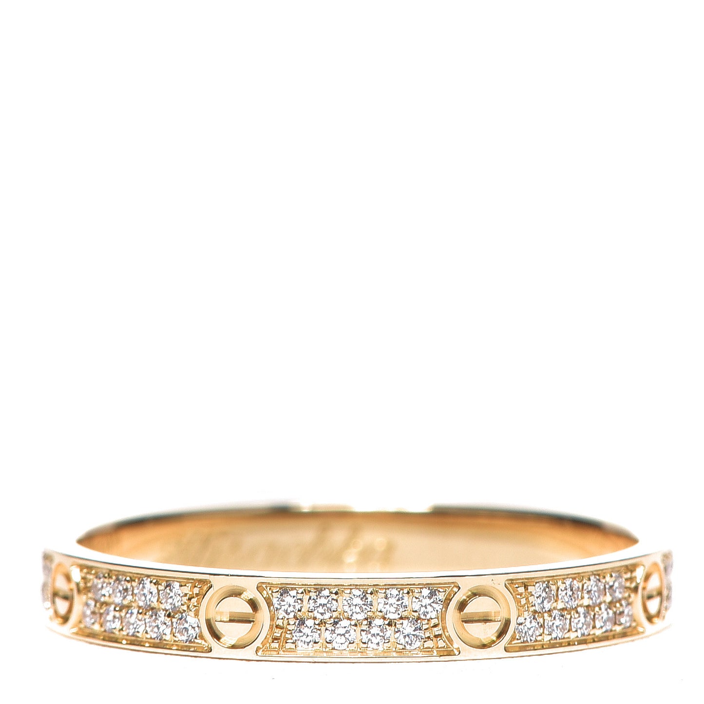 18K Yellow Gold Diamond 2.6mm LOVE Paved Band Ring 54 6.75