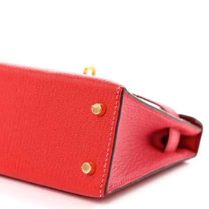 Hermes Chevre Mysore Horseshoe Mini Kelly Sellier 20 Rouge De Coeur Rose Lipstick 10 of 10