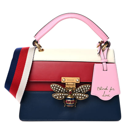 Gucci Calfskin Sylvie Web Small Queen Margaret Top Handle Bag Blue Agata Hibiscus Red Mystic White Sugar Pink 1 of 9