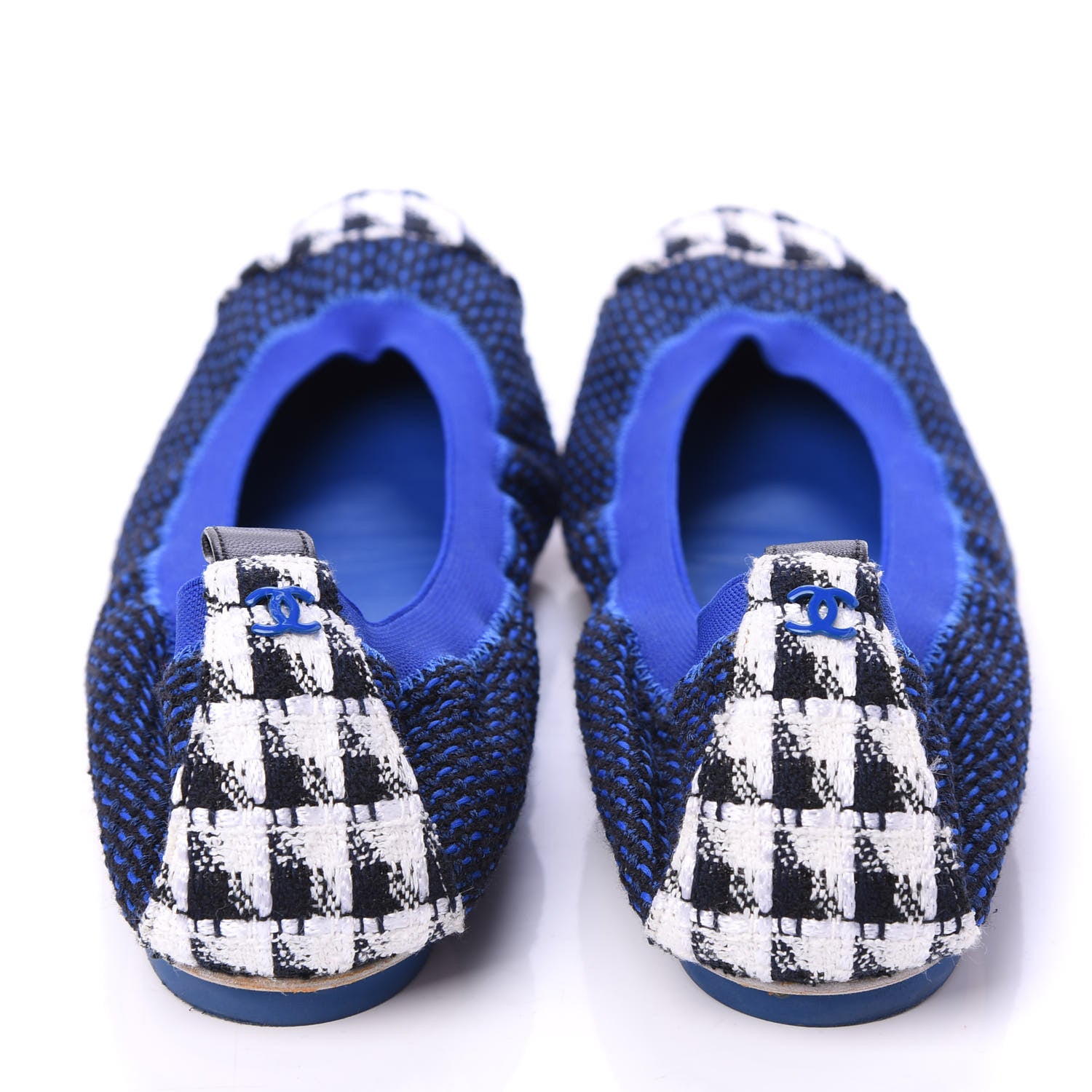 Chanel Tweed CC Elastic Cap Toe Ballerina Flats 40 Blue 5 of 10