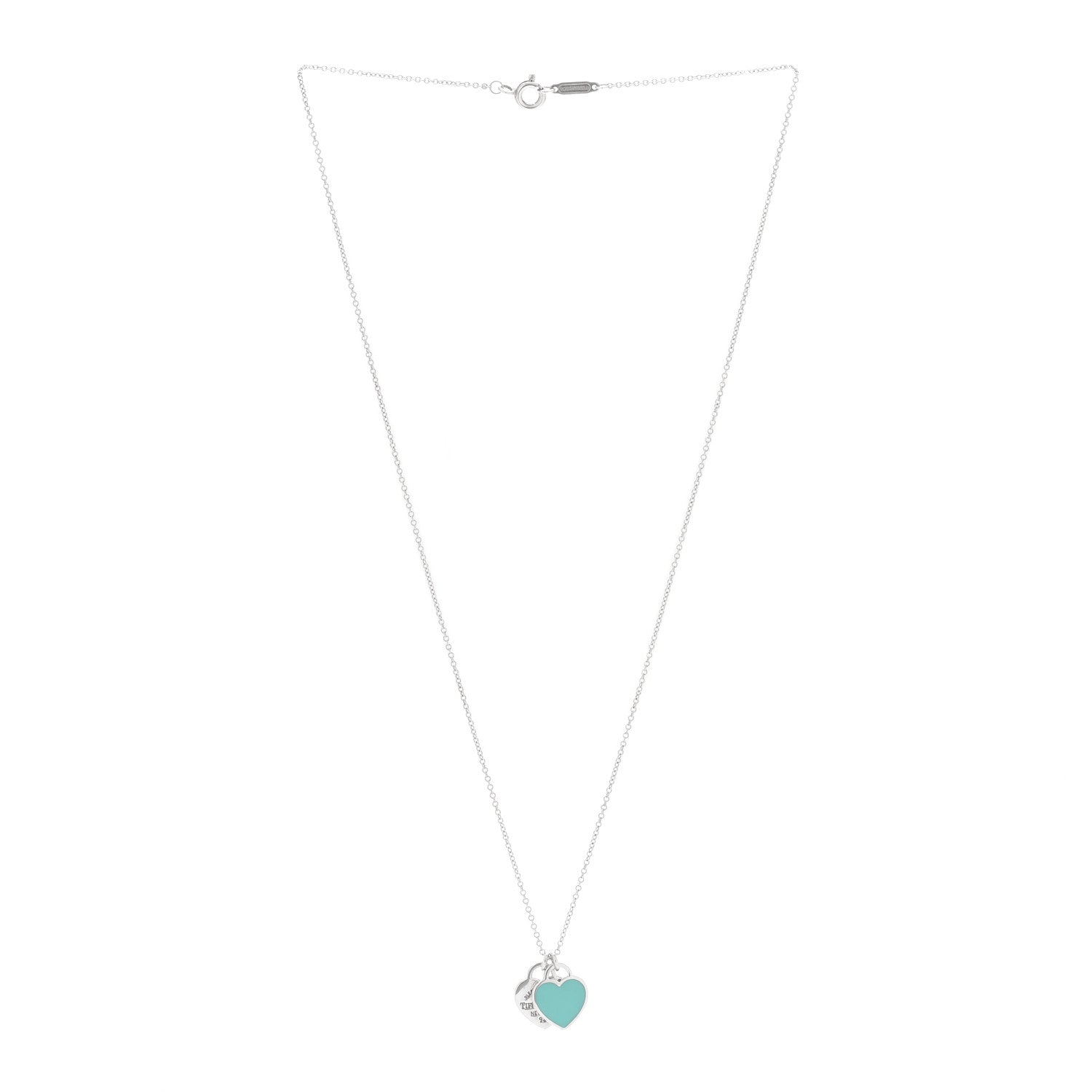 Tiffany Sterling Silver Enamel Return to Tiffany Double Mini Heart