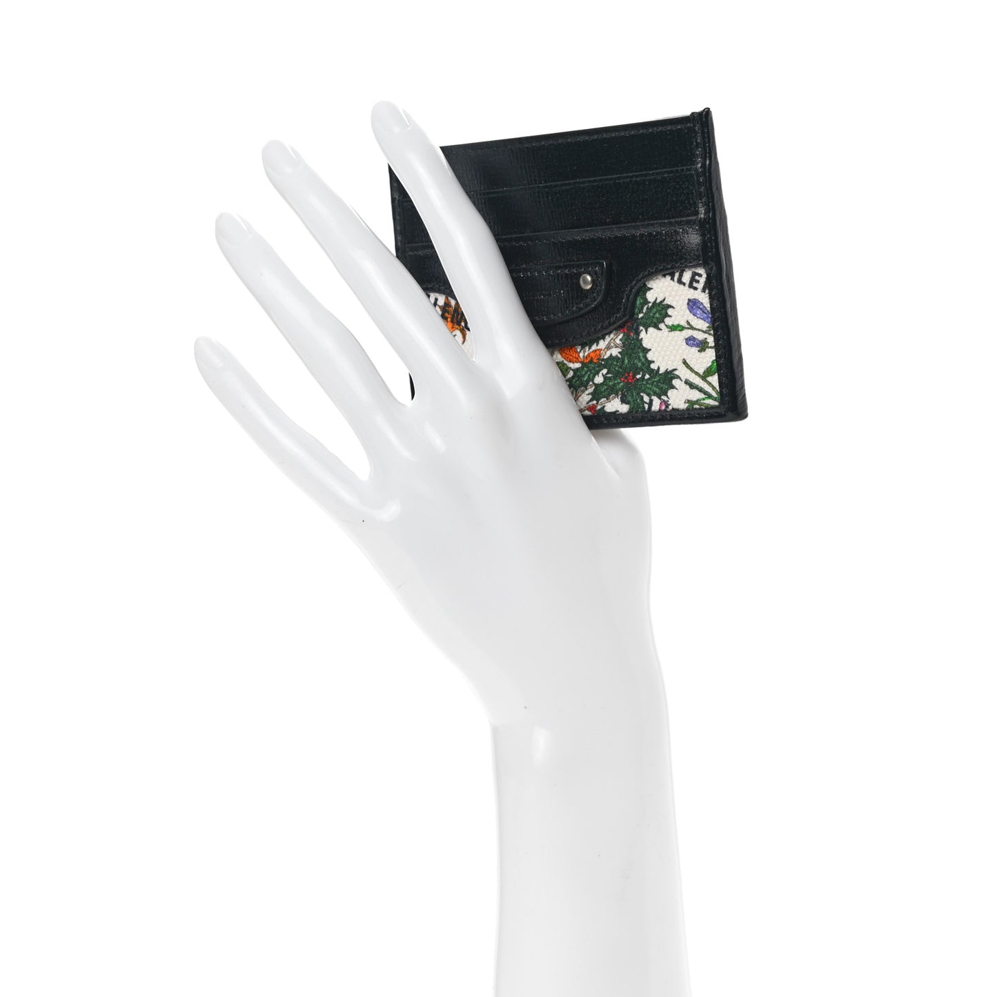 X GUCCI Canvas Azalea Calfskin Flora Logo Print Neo Classic Card Holder White Multicolor Black