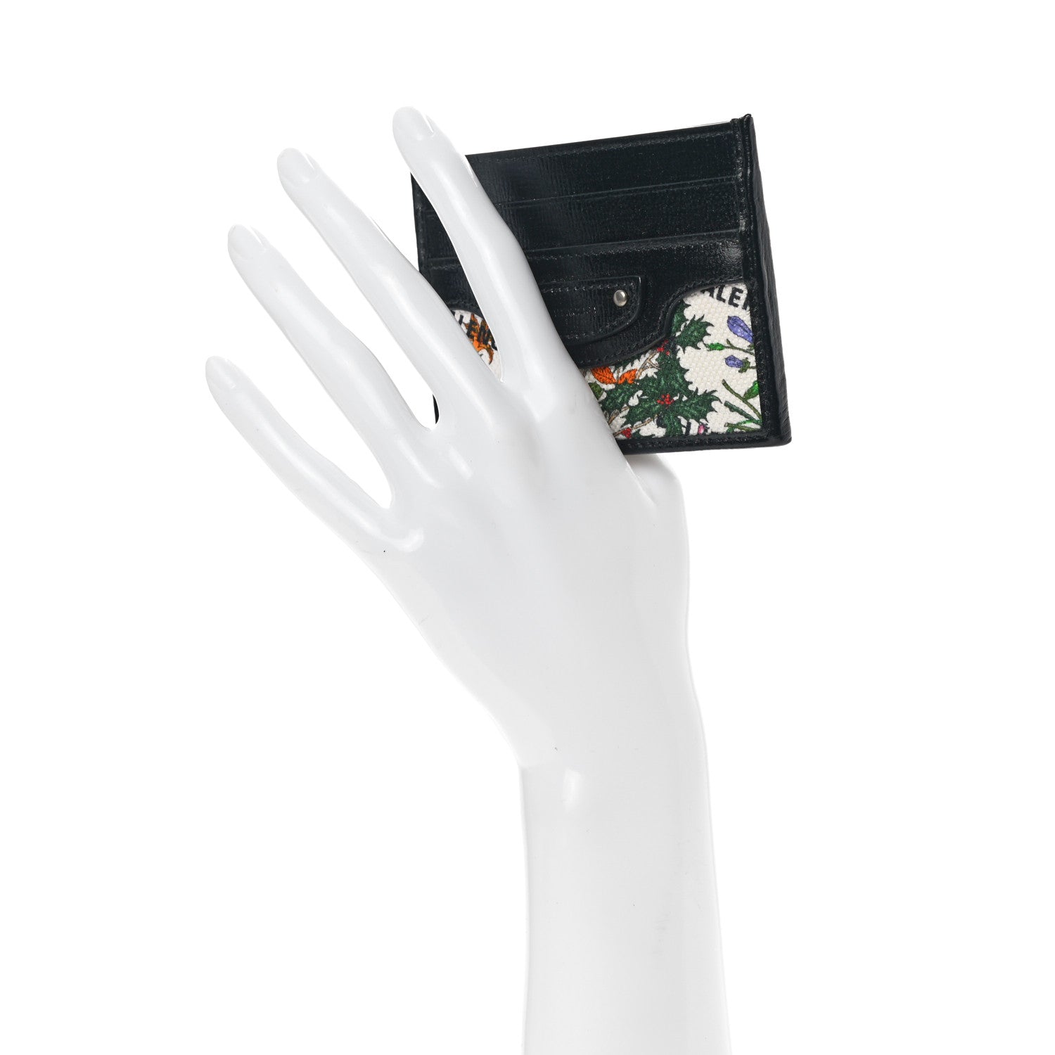 Balenciaga X GUCCI Canvas Azalea Calfskin Flora Logo Print Neo Classic Card Holder White Multicolor Black 2 of 7