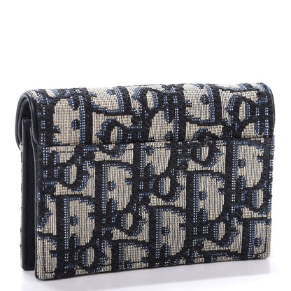 Christian Dior Oblique Saddle Card Holder Blue 3 of 9