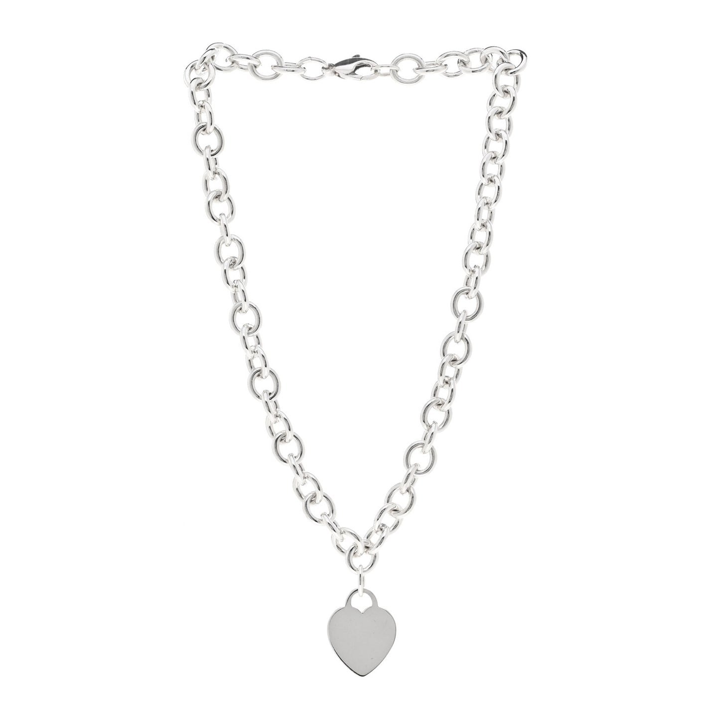 Sterling Silver Heart Tag Pendant Necklace