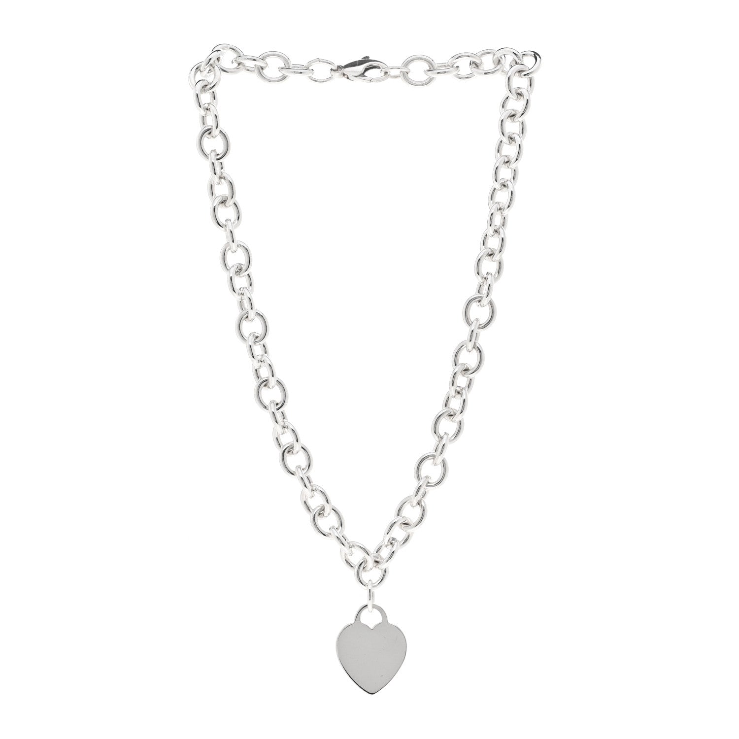 Tiffany Sterling Silver Heart Tag Pendant Necklace 3 of 5