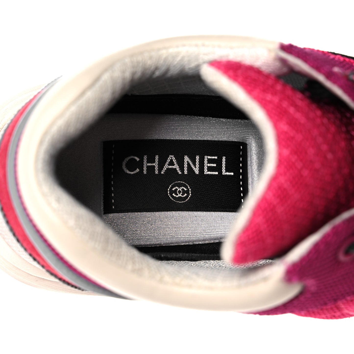Mesh Suede Calfskin Grained Calfskin Womens CC Sneakers 37 Dark Pink Silver