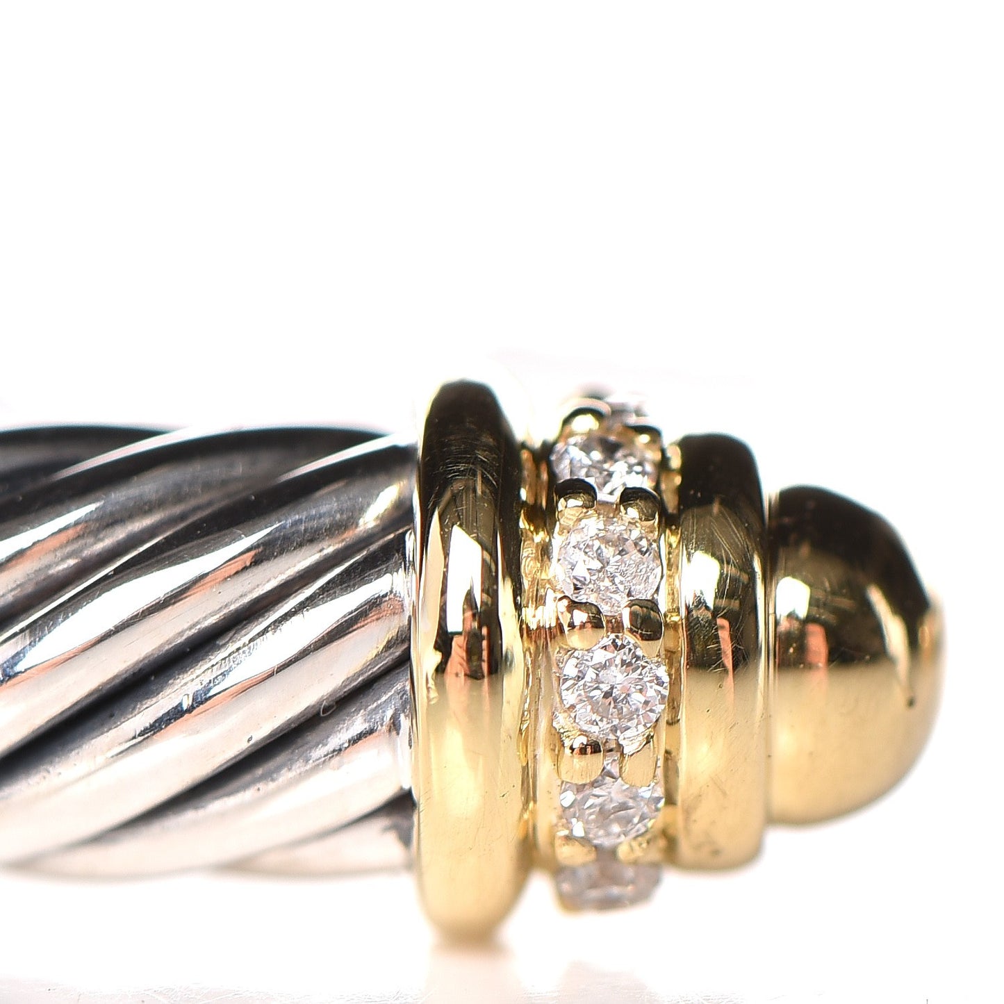 Sterling Silver 18K Yellow Gold Diamond 5mm Cable Classics Bracelet