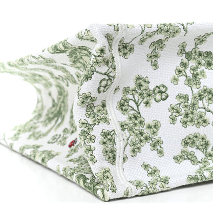 Christian Dior Cotton Toile De Jouy Clover Embroidered Dior Medaillon Medium Book Tote With Strap Verde Multicolor 9 of 12