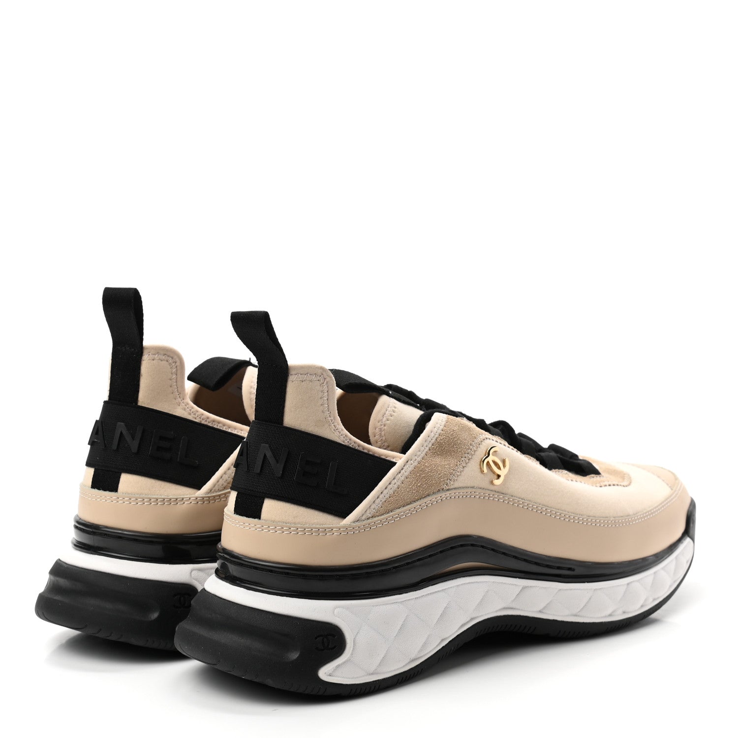 Chanel Velvet Calfskin Mixed Fibers CC Sneakers 41.5 Beige 4 of 10
