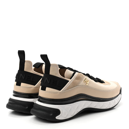 Chanel Velvet Calfskin Mixed Fibers CC Sneakers 41.5 Beige 4 of 10