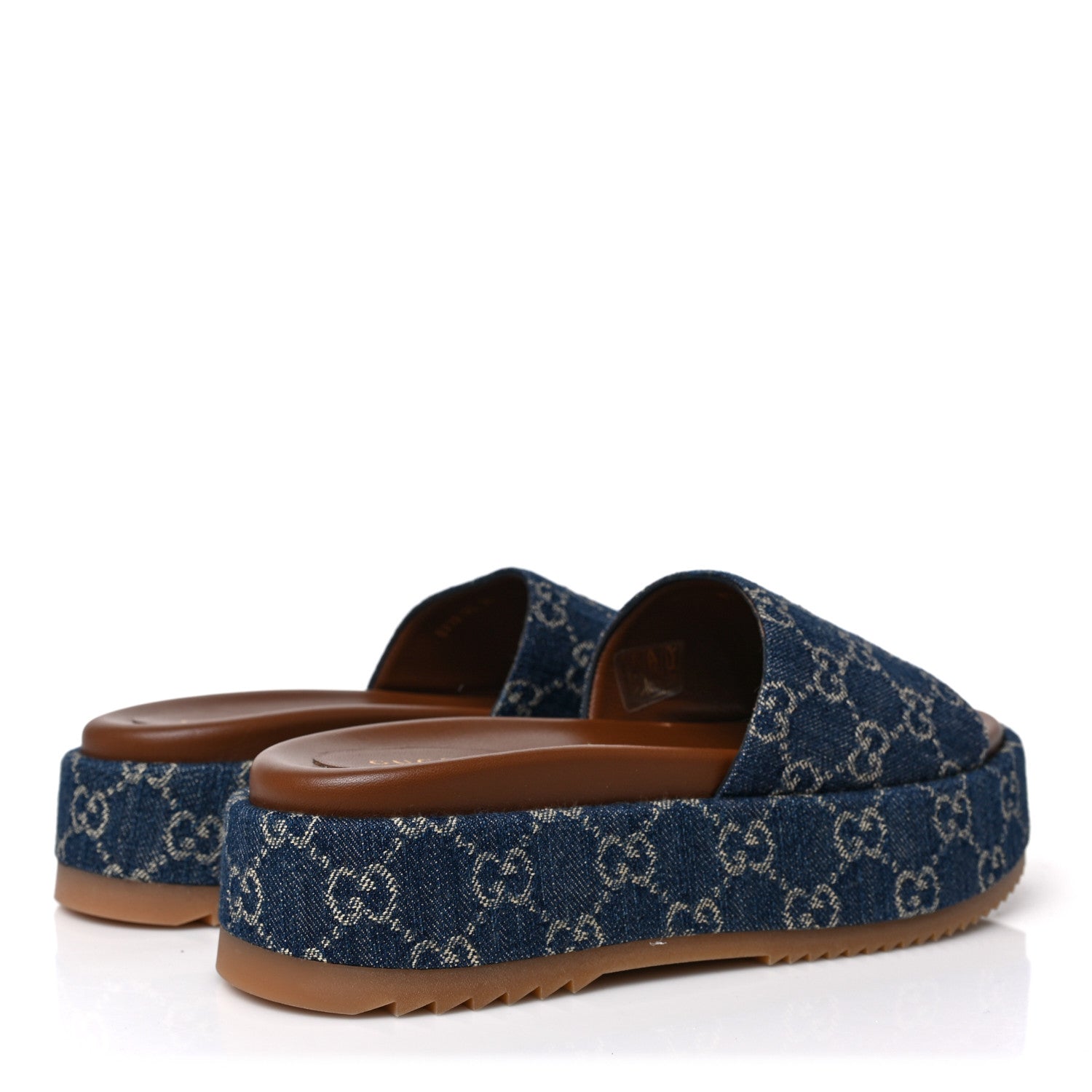 Gucci New Denim GG Monogram Angelina Platform 55mm Slide Sandals 39 Blue Tea 4 of 9