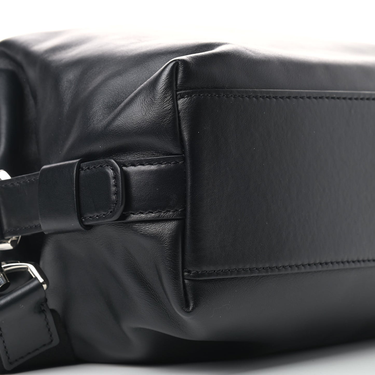 Waxed Calfskin Small Nightingale Logo Strap Black