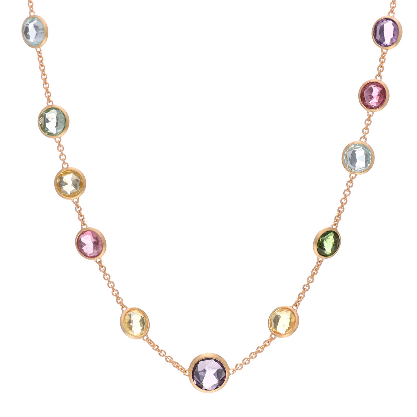 18K Yellow Gold Multi Gemstone Jaipur Necklace