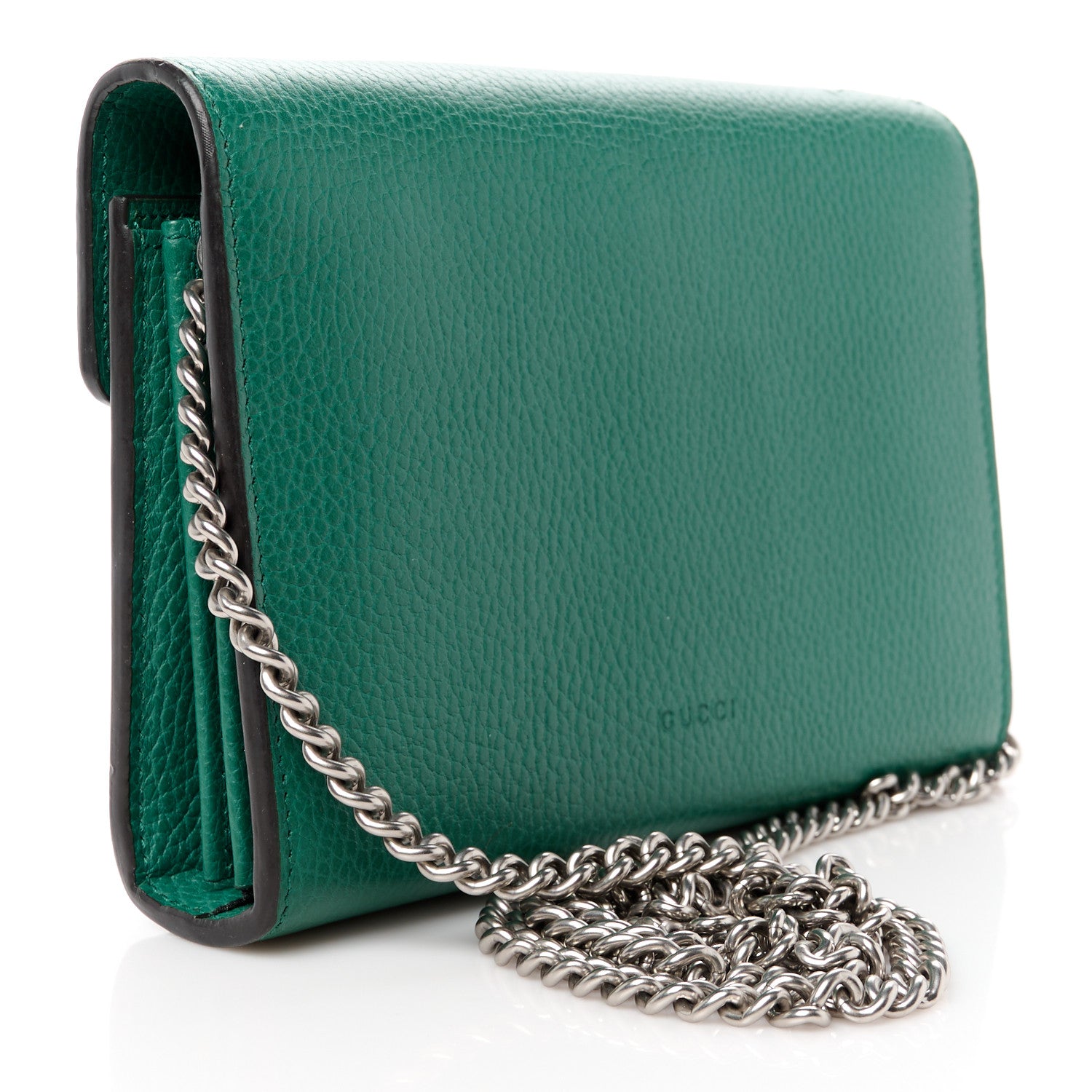 Gucci Calfskin Mini Dionysus Chain Wallet Emerald 3 of 11