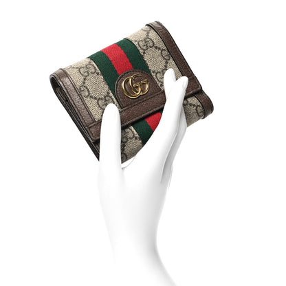 Gucci GG Supreme Monogram Web Ophidia French Flap Wallet Beige New Acero 2 of 10