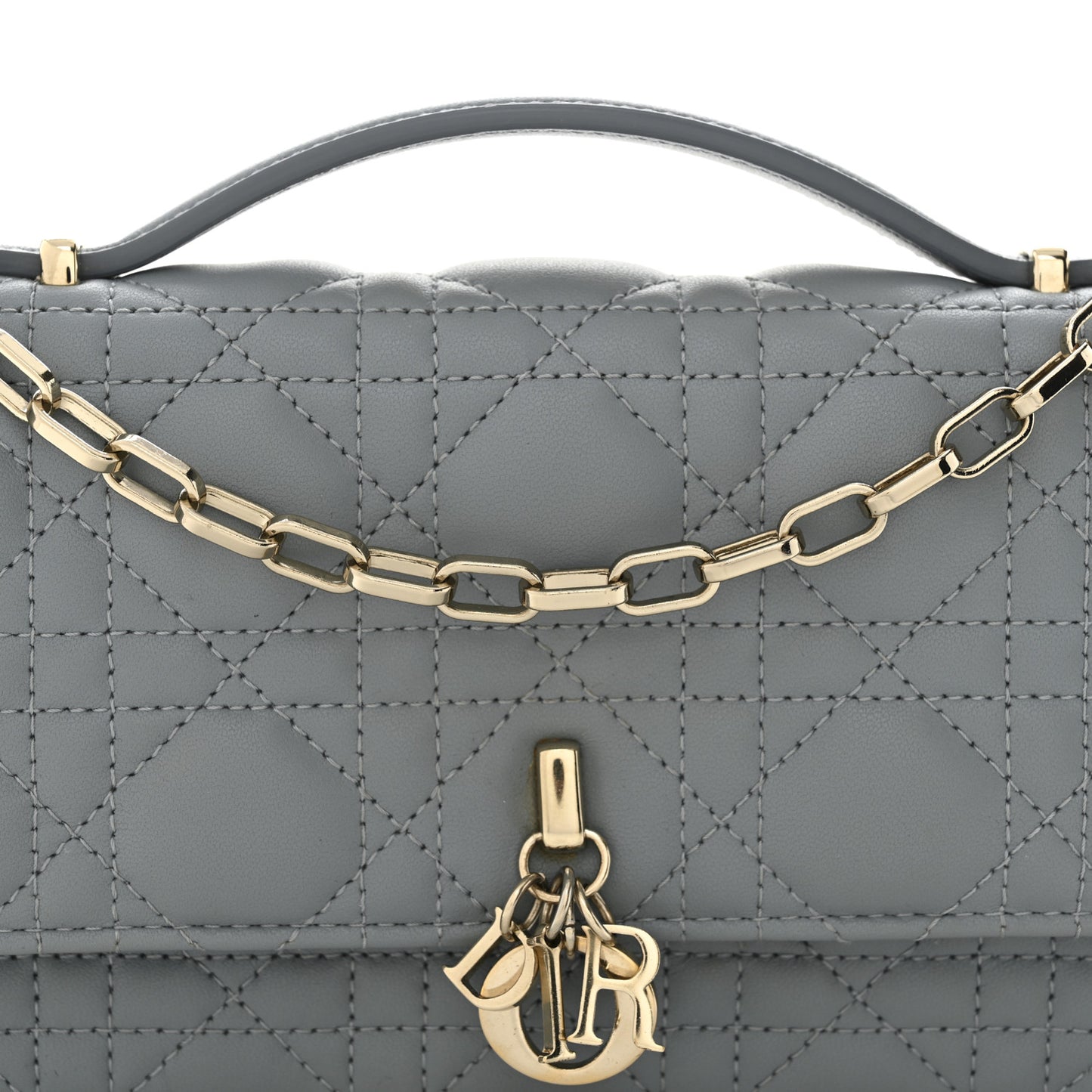 Lambskin Cannage Mini My Dior Top Handle Clutch Cloud Blue