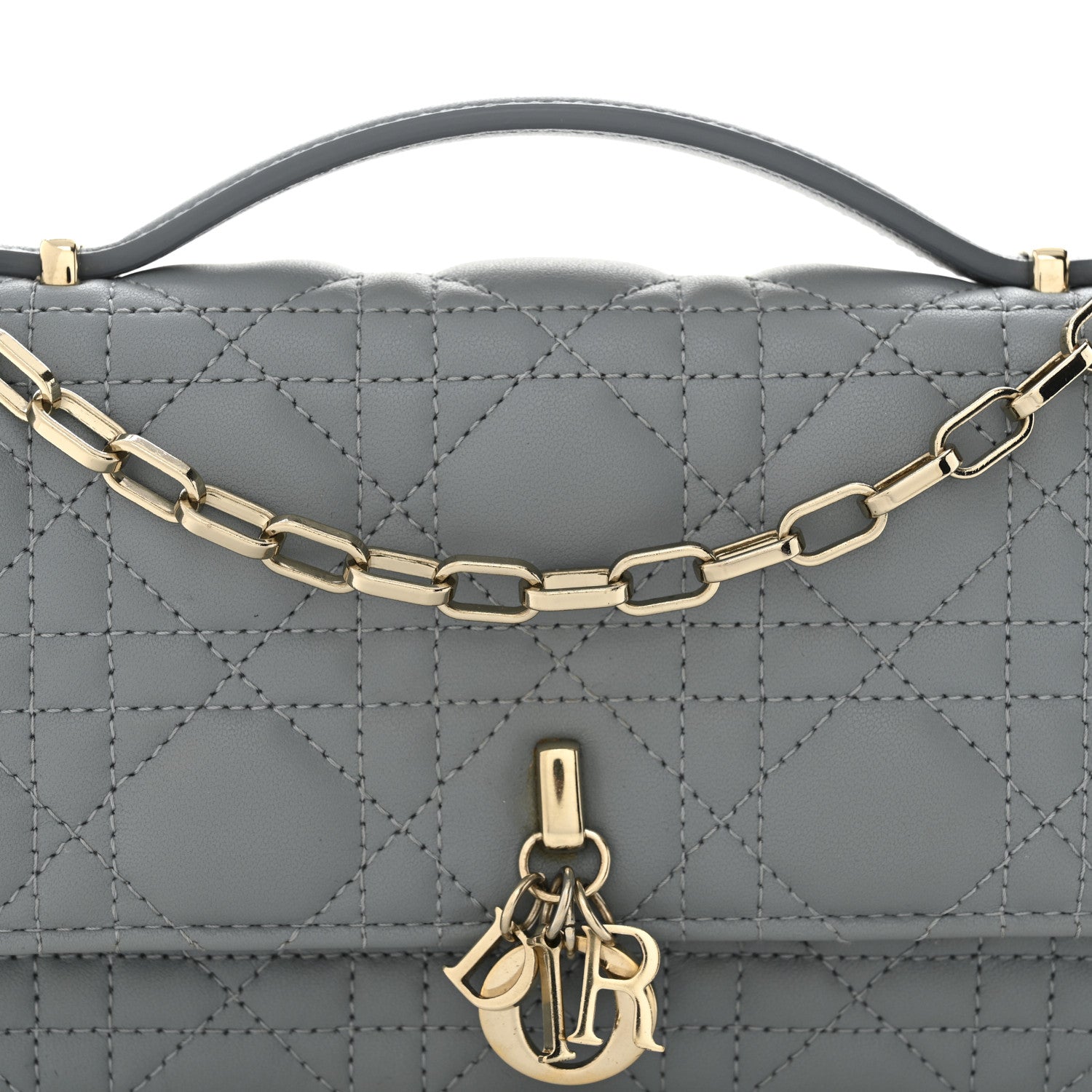 Christian Dior Lambskin Cannage Mini My Dior Top Handle Clutch Cloud Blue 9 of 14