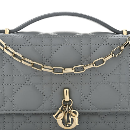 Christian Dior Lambskin Cannage Mini My Dior Top Handle Clutch Cloud Blue 9 of 14