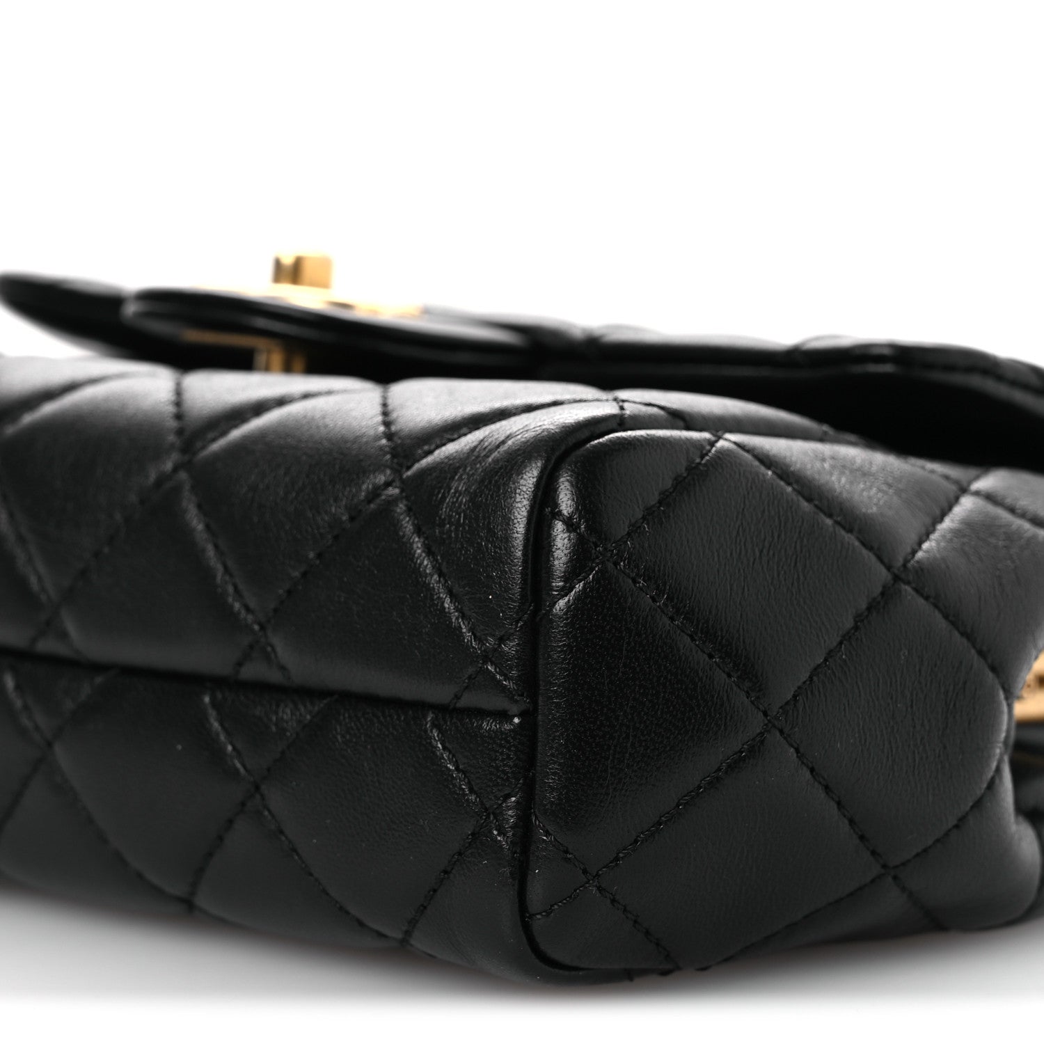 Chanel Lambskin Quilted Kisslock Flap Black 10 of 11