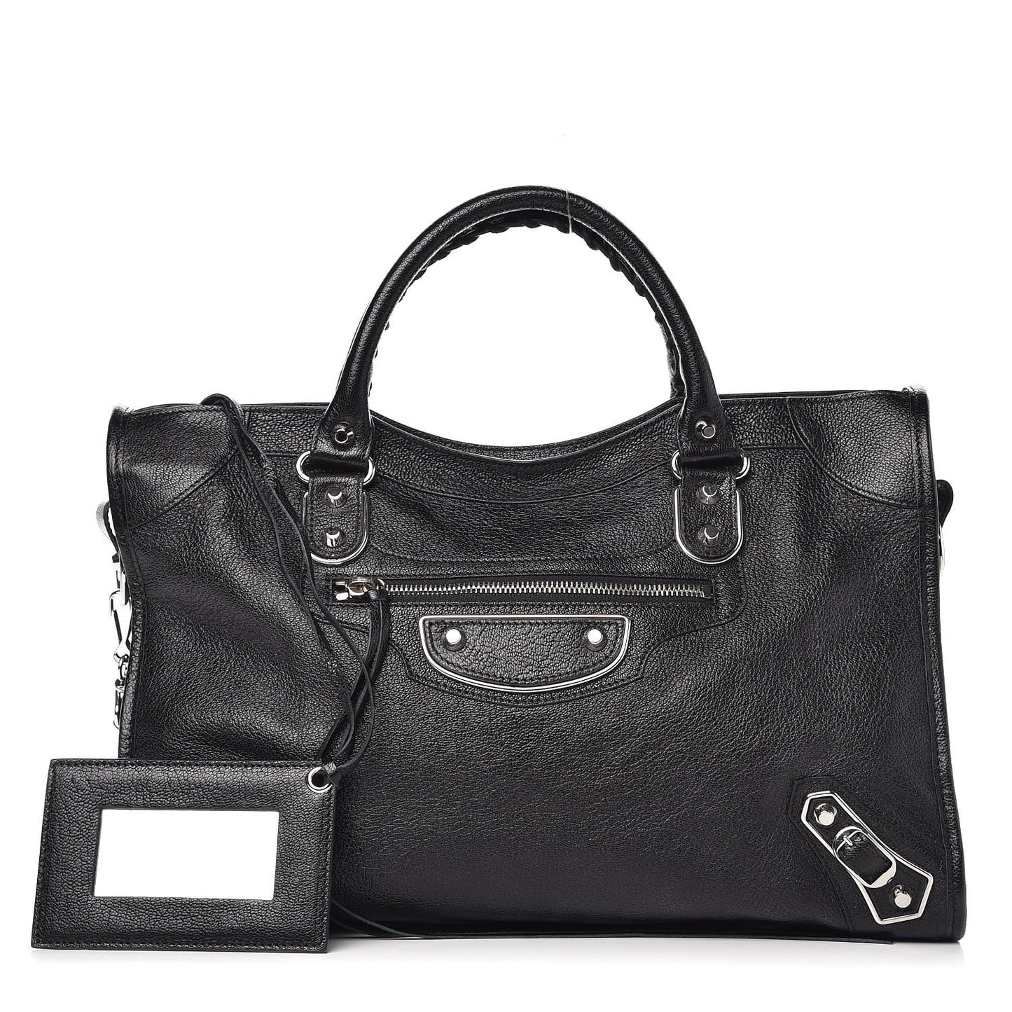 Chevre Silver Metallic Edge Hardware City Black