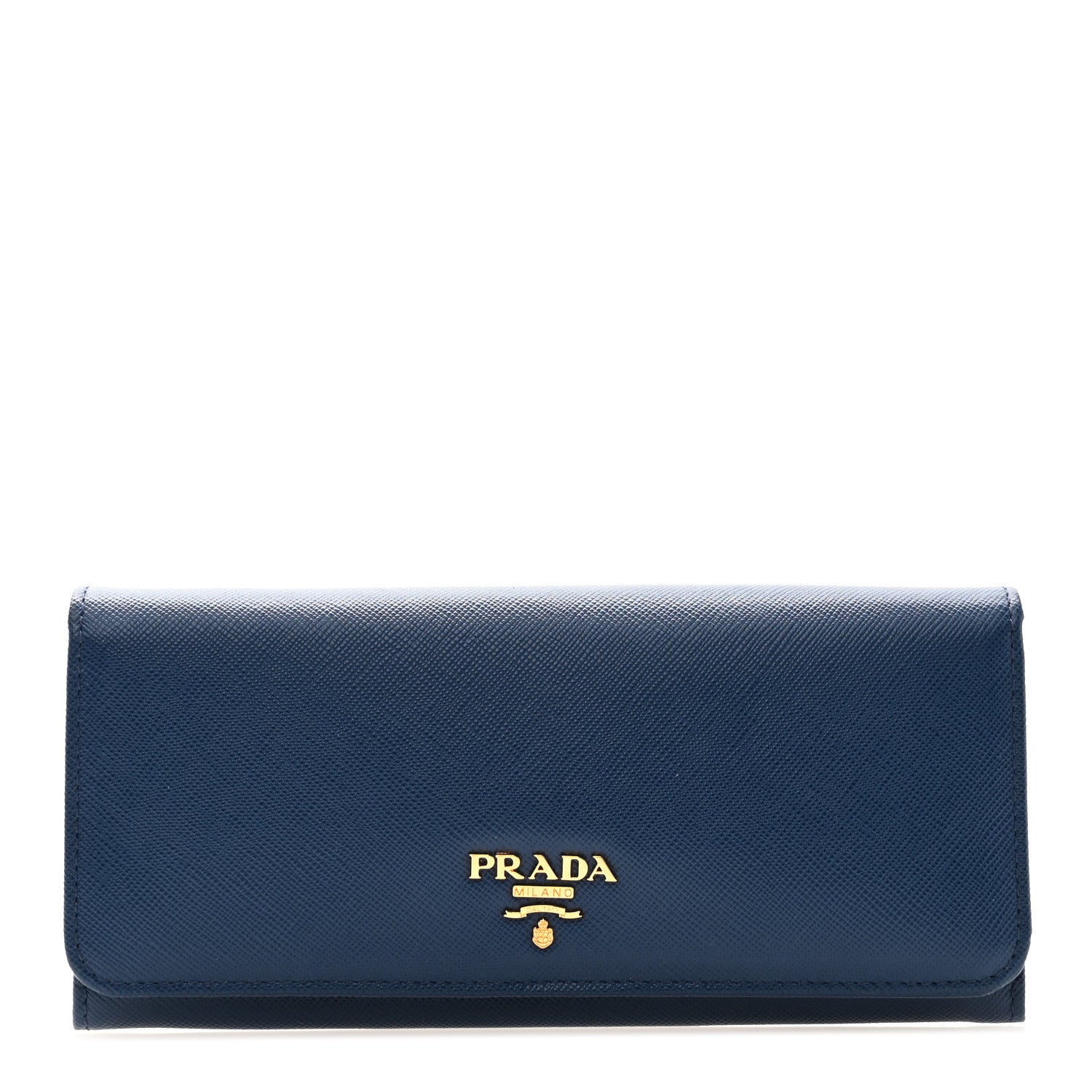 Prada Saffiano Metal Continental Flap Wallet Bleuette 1 of 7