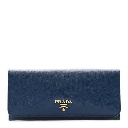 Prada Saffiano Metal Continental Flap Wallet Bleuette 1 of 7