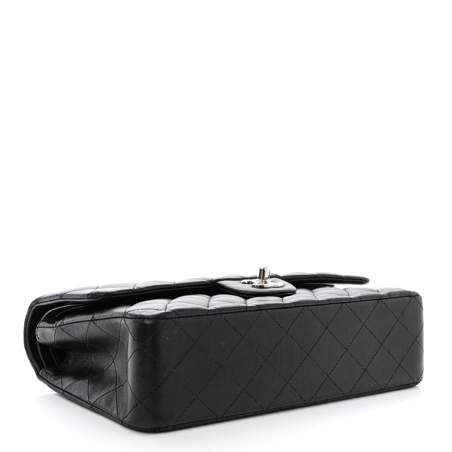 Lambskin Quilted Medium Double Flap Black