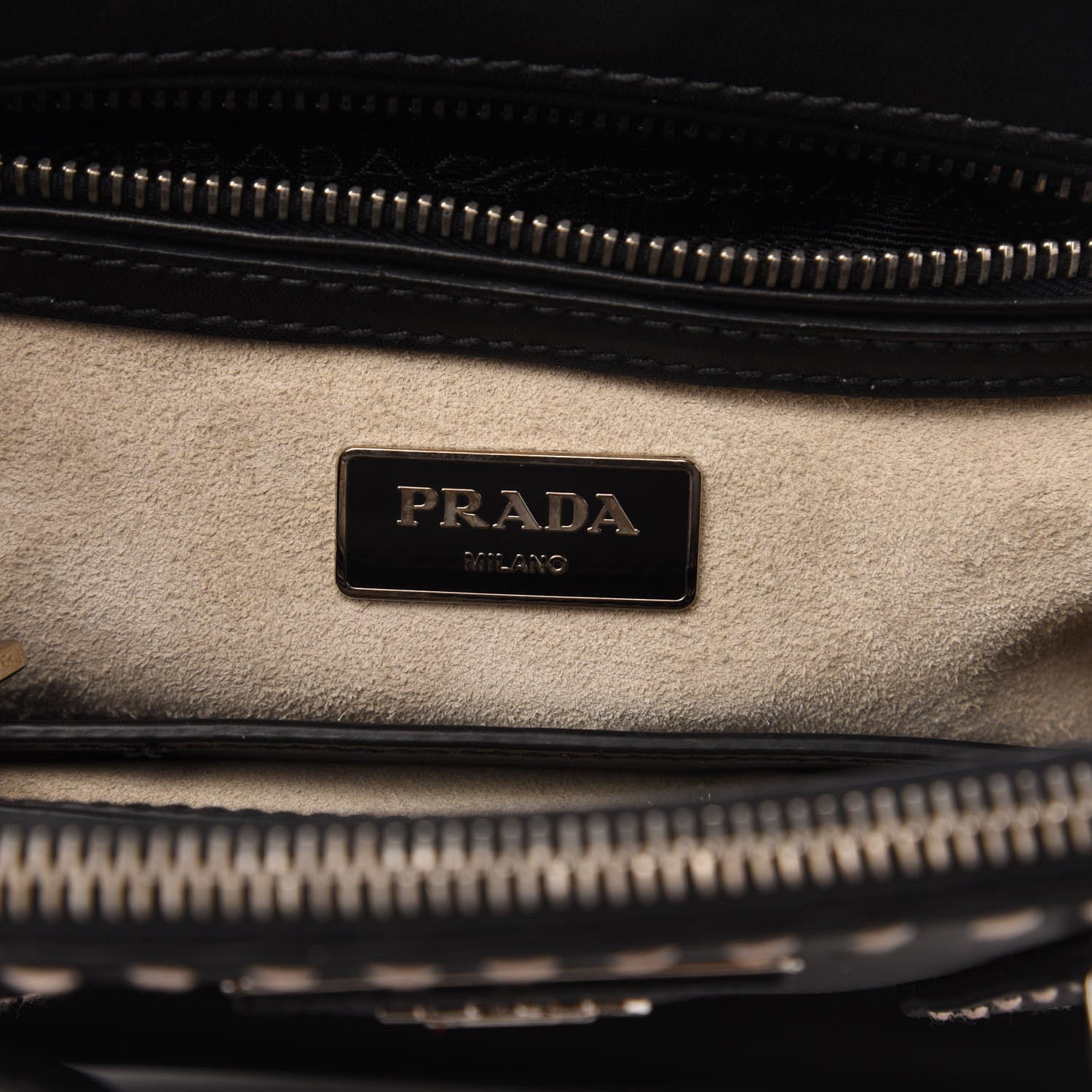 Prada City Calf Mini Hand Stitched Galleria Double Zip Tote Black 8 of 15