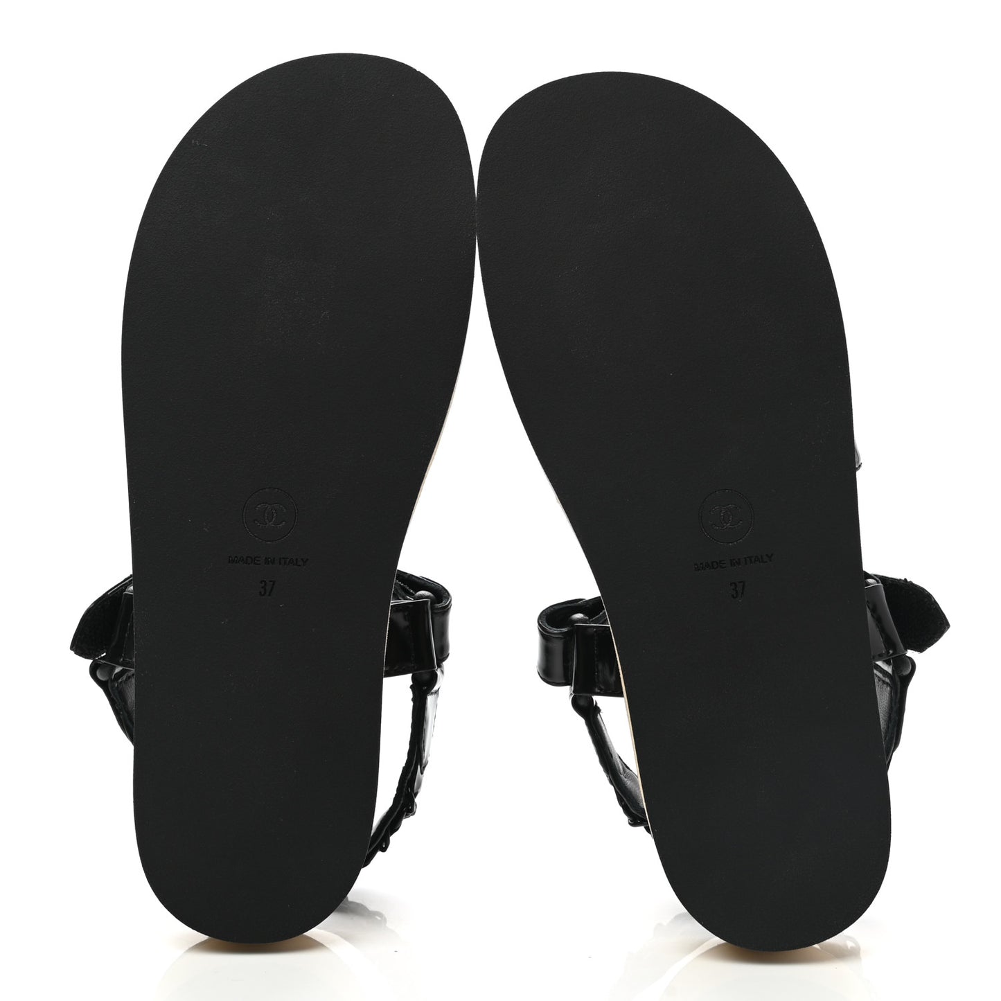 Laminated Goatskin Chain Sandals 37 So Black