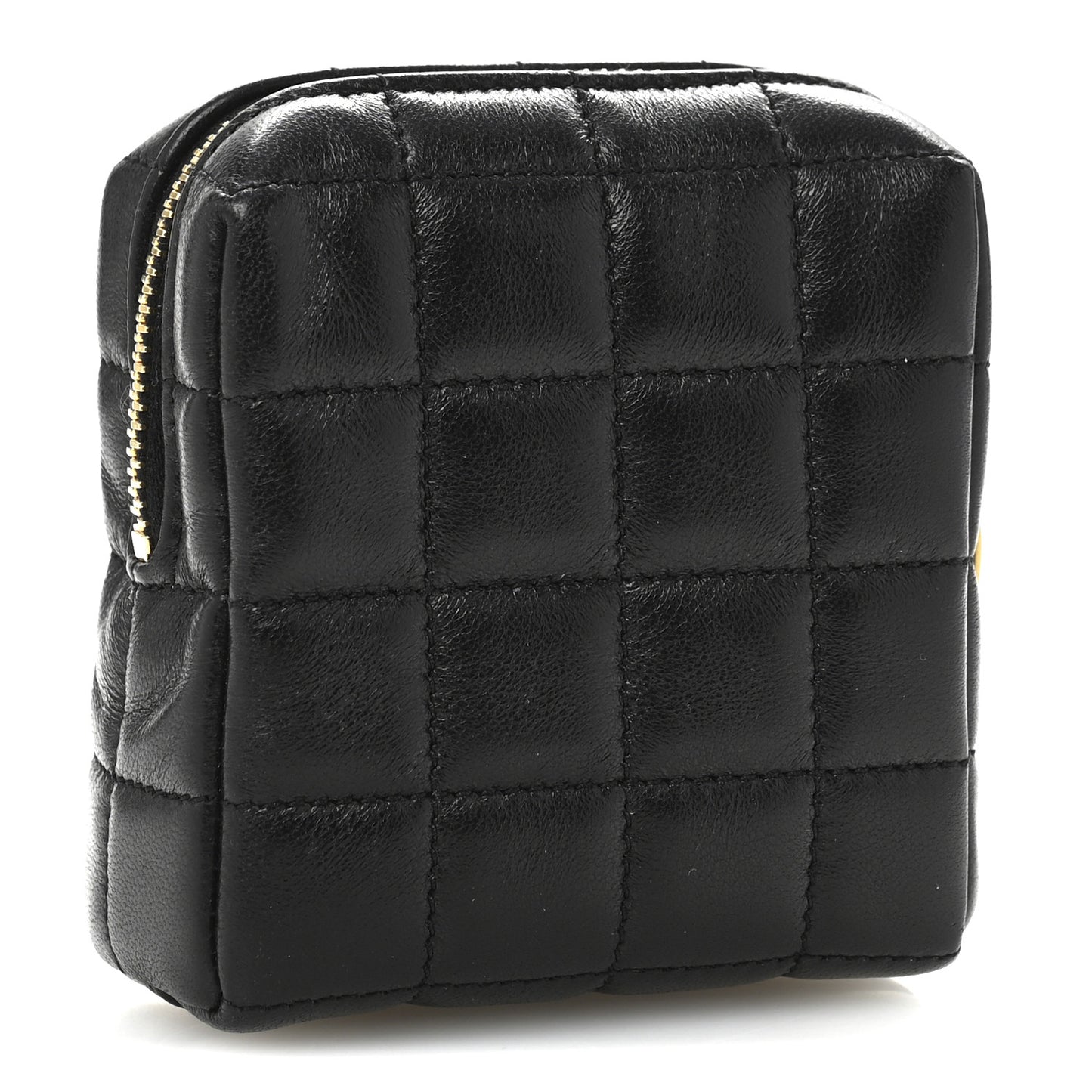 Lambskin Quilted Mini Square Pouch Black