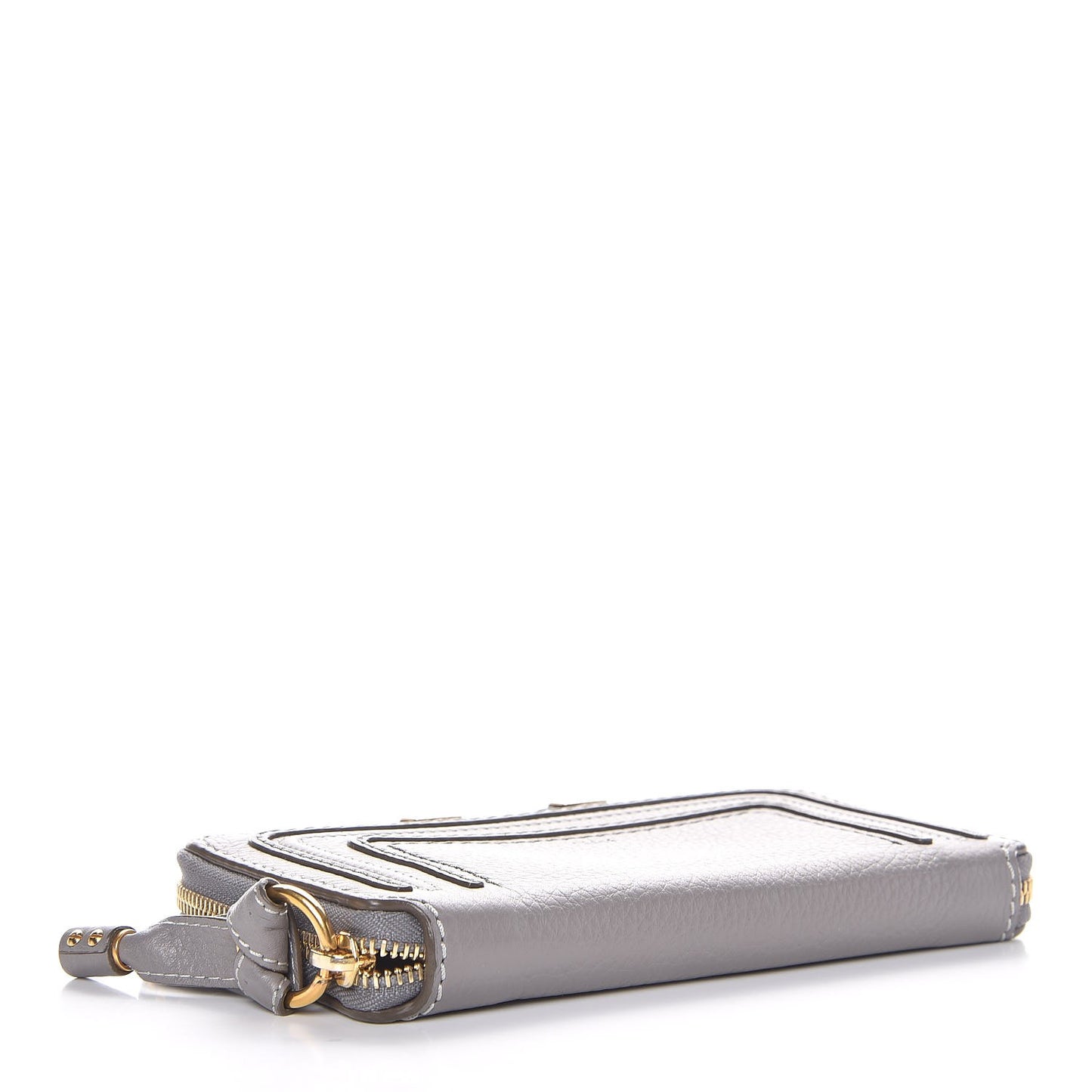Calfskin Marcie Long Zip Around Wallet Cashmere Grey