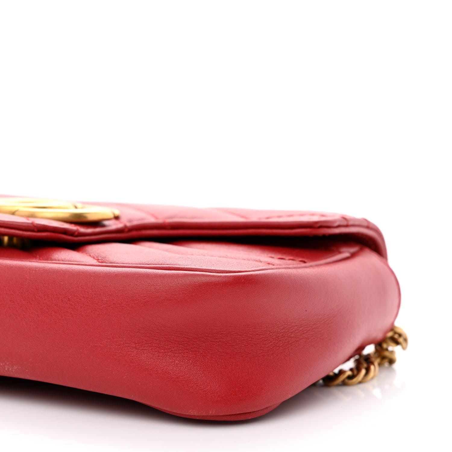 Gucci Calfskin Matelasse Super Mini GG Marmont Shoulder Bag Hibiscus Red 10 of 11