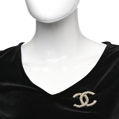 Chanel Crystal Twisted CC Brooch Light Gold 2 of 5