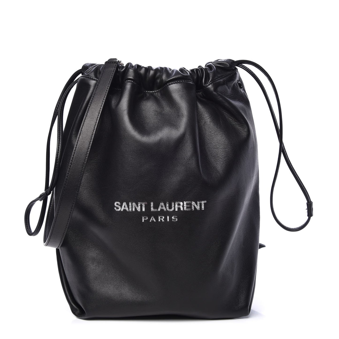 Lambskin Teddy Drawstring Bag Black