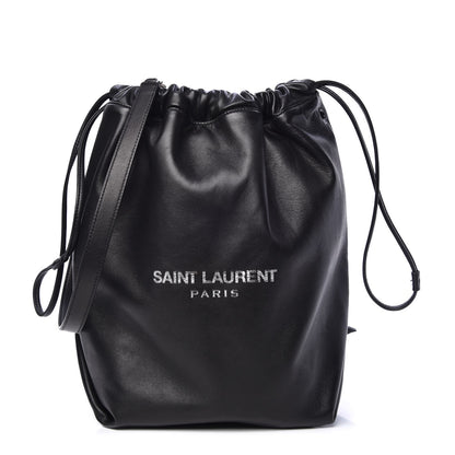 Saint Laurent Lambskin Teddy Drawstring Bag Black 1 of 9