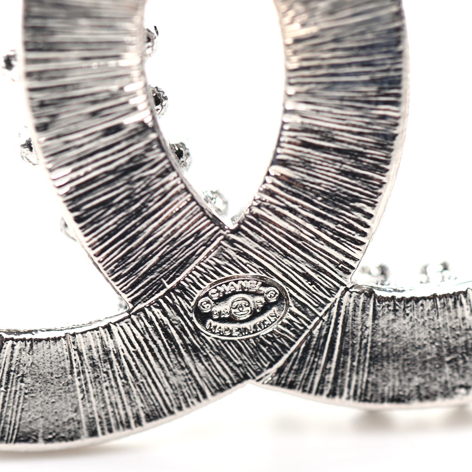 Chanel Crystal CC Brooch Silver 4 of 5