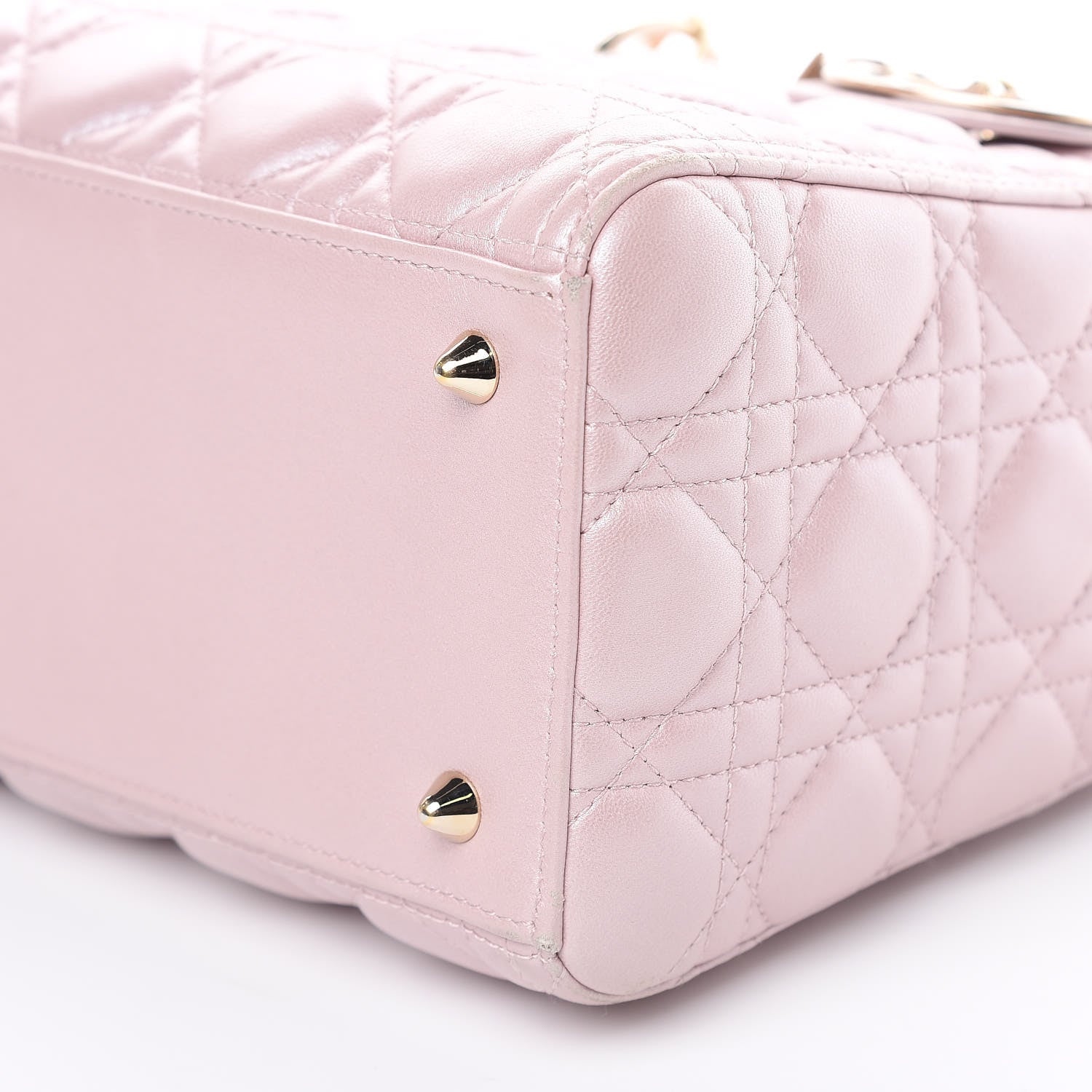 Christian Dior Pearly Lambskin Cannage Medium Lady Dior Lotus 9 of 13