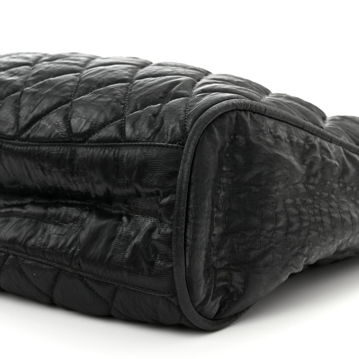 Crinkled Coated Canvas Le Marais Hobo Black