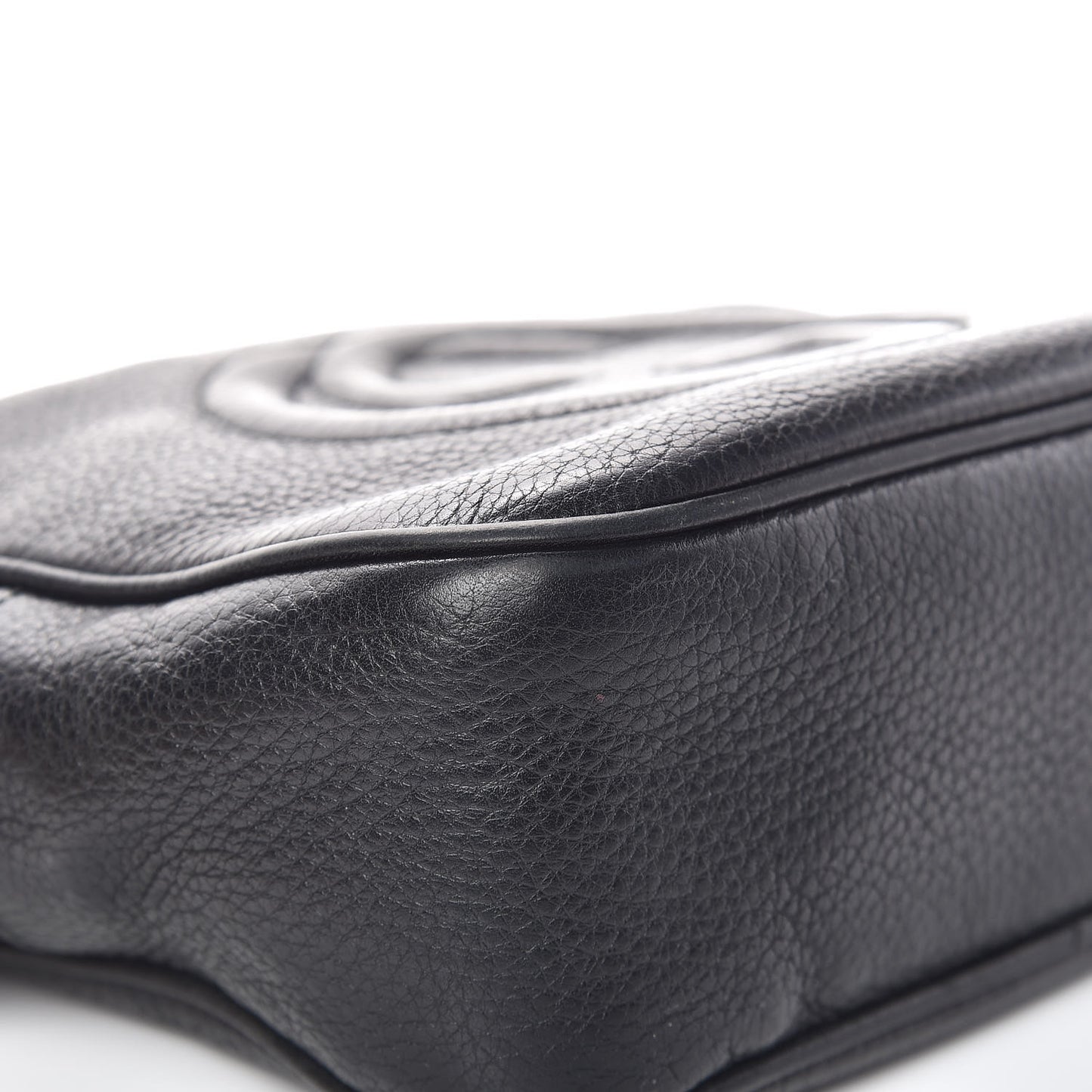 Pebbled Calfskin Small Soho Disco Bag Black