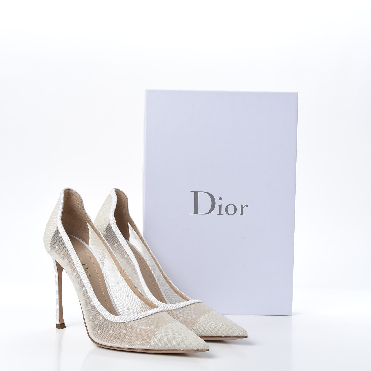 Christian Dior Mesh Plumetis Grosgrain D-Moi Pumps 39 White 9 of 9