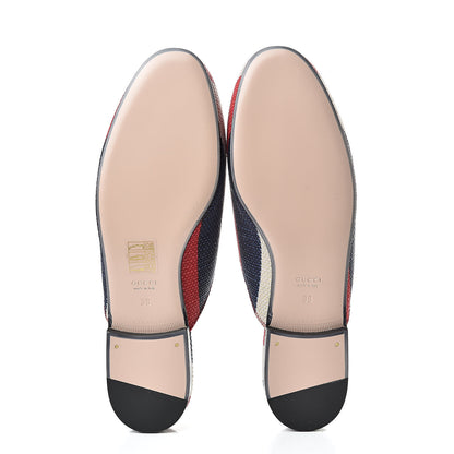 Gucci Canvas Sylvie Stripe Womens Princetown Slippers 38 Mystic White Hibiscus Red Maritime 5 of 8