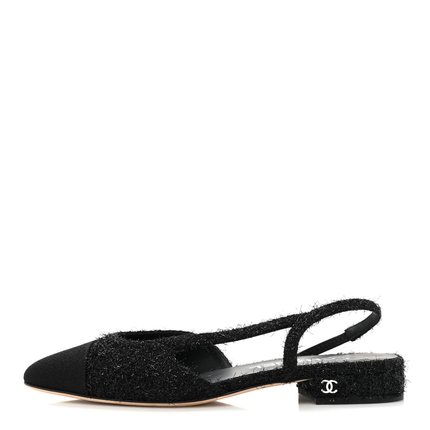 Fabric Cap Toe CC Slingback Flats 36.5 Black