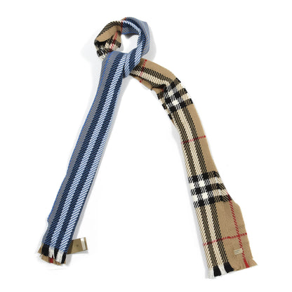 Burberry Wool Giant Check Color Block Scarf Bright Hydrangea Blue 1 of 3
