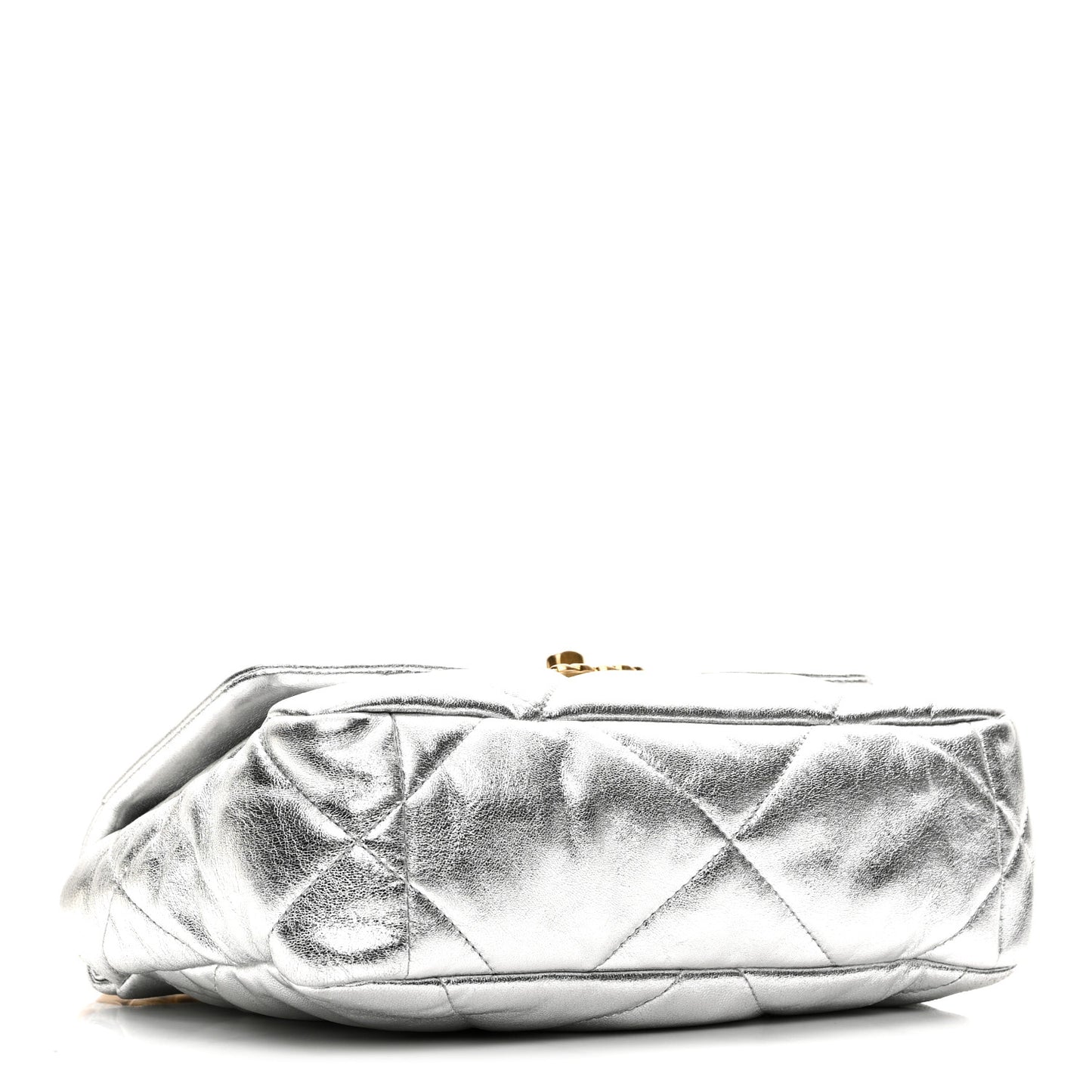 Metallic Lambskin Quilted Medium Chanel 19 Flap Silver