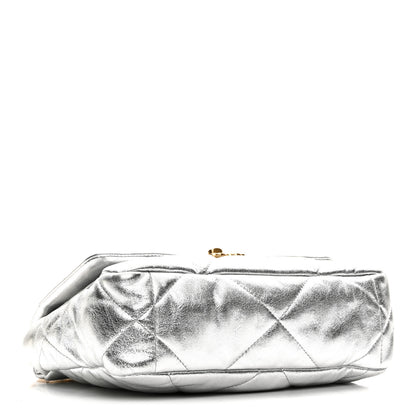 Chanel Metallic Lambskin Quilted Medium Chanel 19 Flap Silver 4 of 10
