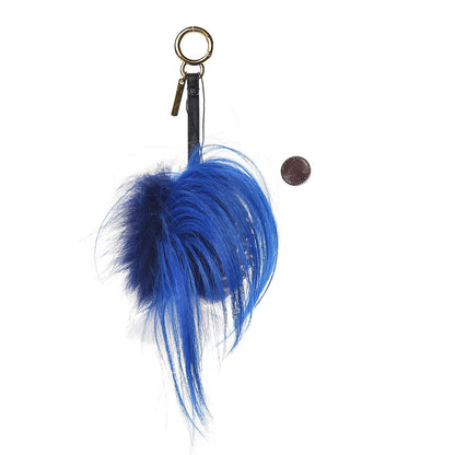 Fendi Lambskin Goat Fur Studded Punkarlito Bag Charm Blue 2 of 4